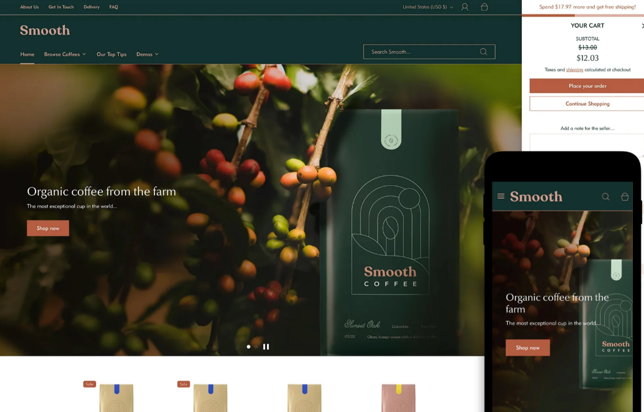 Fresh is a clean and versatile Shopify theme designed specifically for food and drink stores.